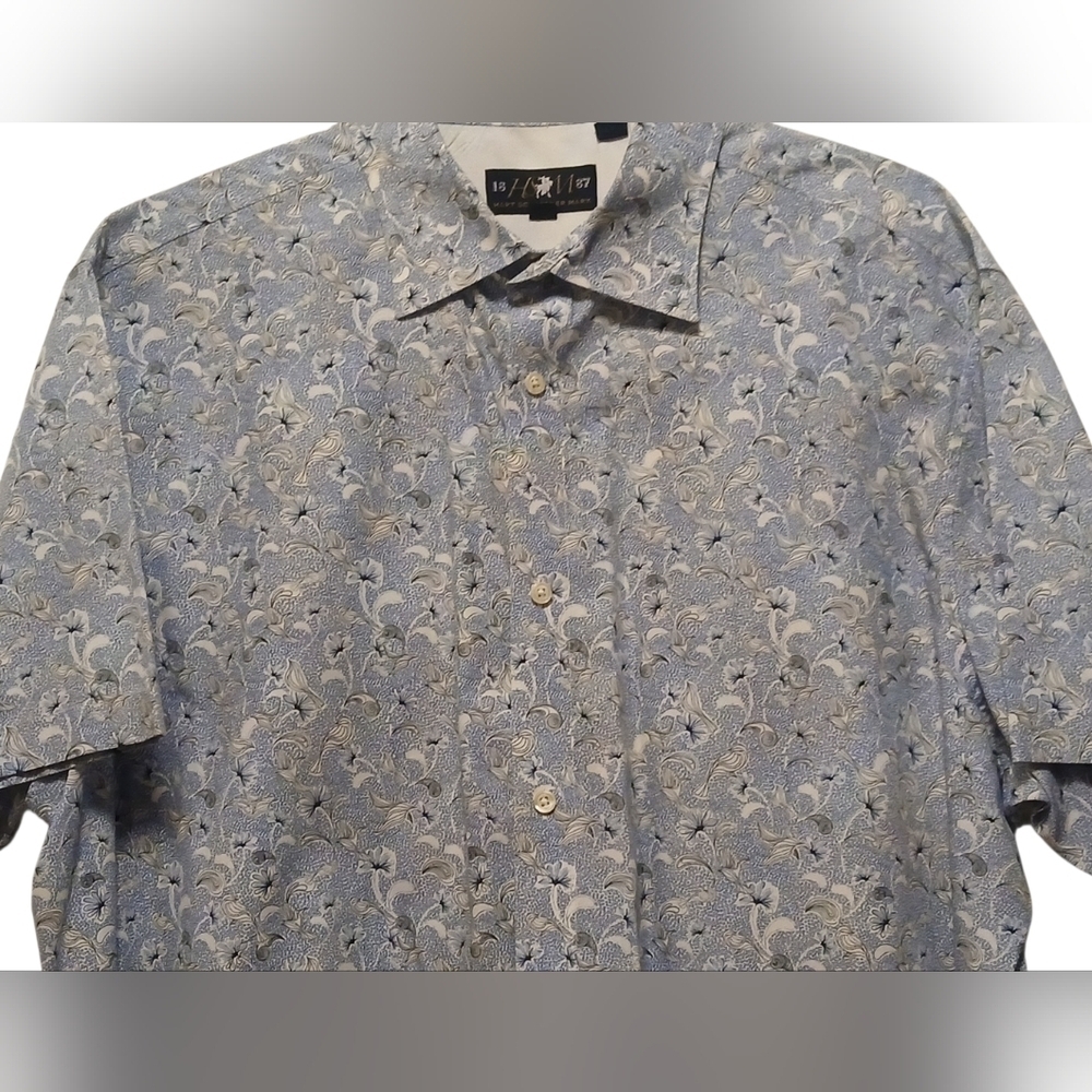 Hart Schaeffer Marx-Men's XXL Blue W/Blue Black & White Floral - Picture 6 of 11